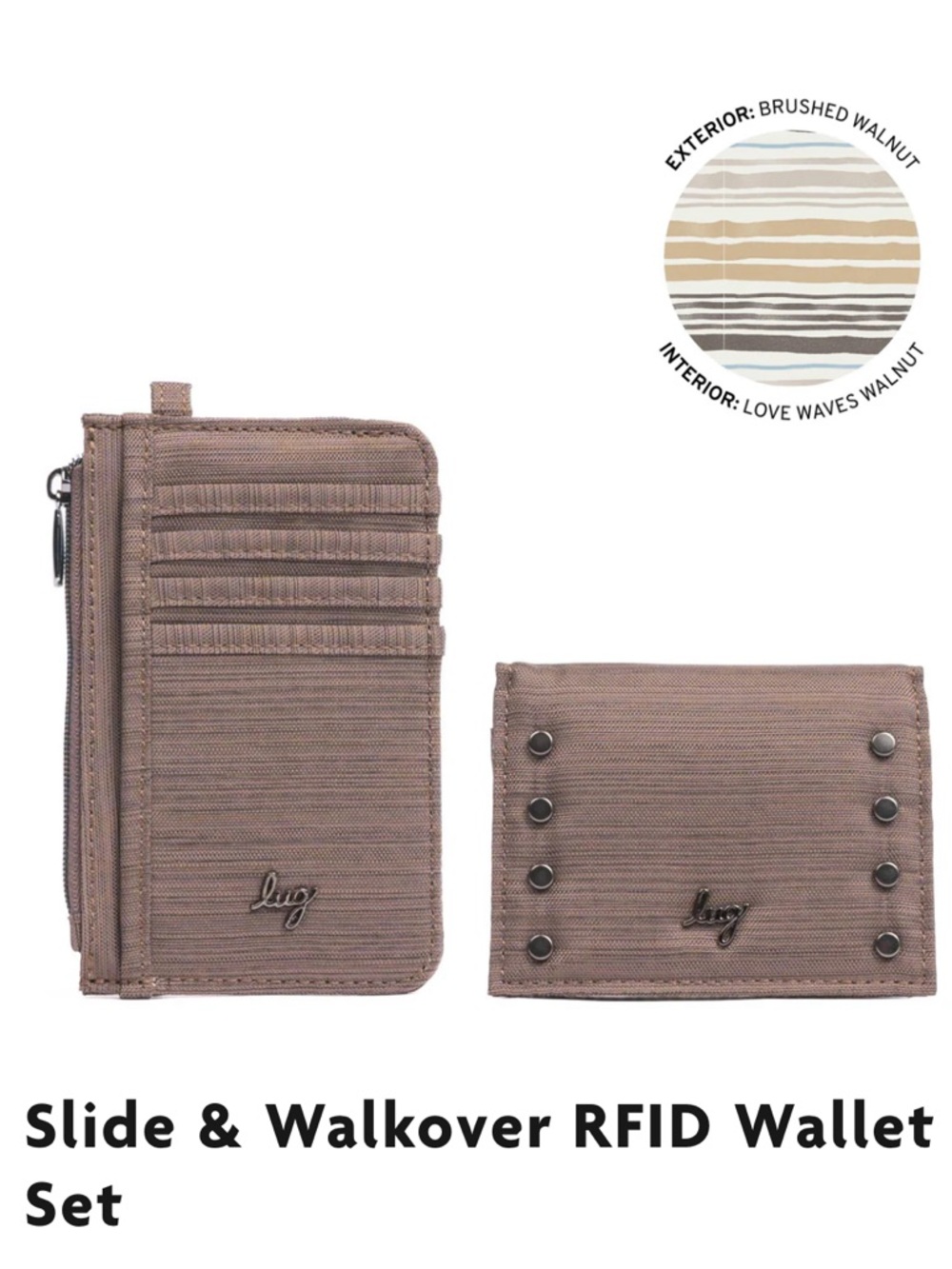 Lug Slide & Walkover RFID Wallet Set Brushed Walnut